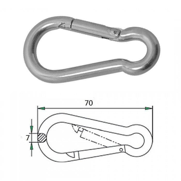 Гак-карабин 7х70мм купить по выгодной цене 230 руб. в магазине 