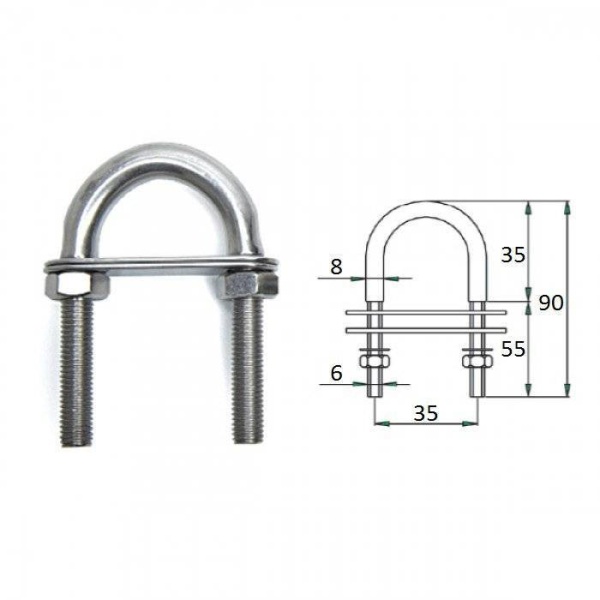Рым-болт с двойной планкой 6х90мм купить по выгодной цене 653 руб. в магазине 