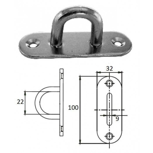 Планка овальная с проушиной 9 мм AISI 304 купить по выгодной цене 393 руб. в магазине 