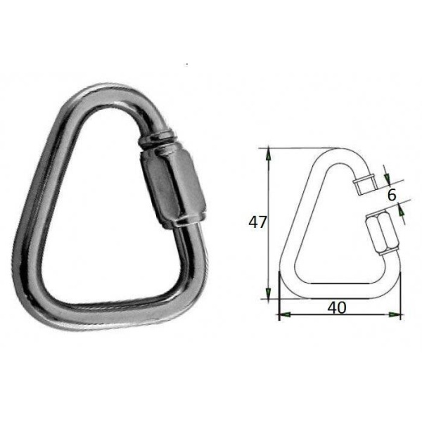 Гак-карабин треугольный 5 мм AISI 316 купить по выгодной цене 246 руб. в магазине 