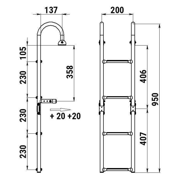 Трап складной с горизонтальным креплением 4 ступени ширина 200 купить по выгодной цене 17 651 руб. в магазине 