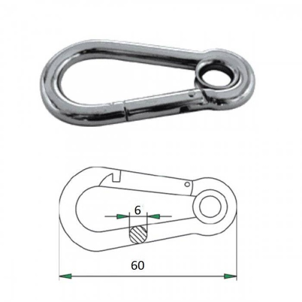 Гак-карабин с проушиной 6х60мм купить по выгодной цене 231 руб. в магазине 