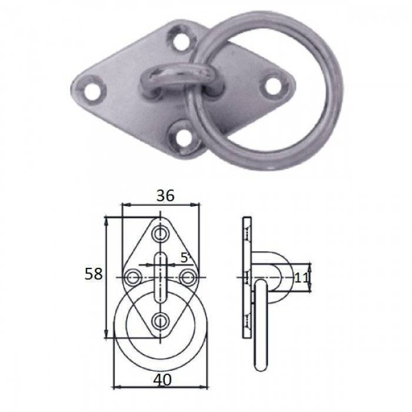 Планка ромб с кольцом 8 мм AISI304 купить по выгодной цене 529 руб. в магазине 