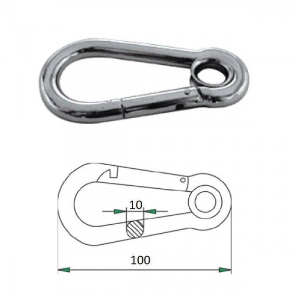 Гак-карабин с проушиной 10х100 купить по выгодной цене 809 руб. в магазине 