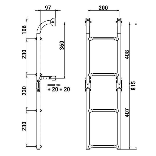 Трап складной с вертикальным креплением 4 ступени ширина 200 купить по выгодной цене 16 080 руб. в магазине 