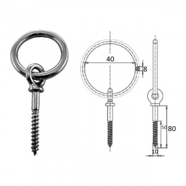 Рым c шурупом 10х50мм купить по выгодной цене 1 656 руб. в магазине 