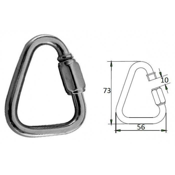 Гак-карабин треугольный 8 мм AISI 316 купить по выгодной цене 569 руб. в магазине 