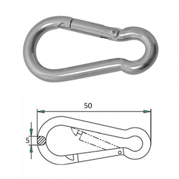 Гак-карабин 5х50мм купить по выгодной цене 142 руб. в магазине 