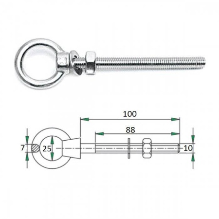 Рым-болт с проушиной 10х100мм