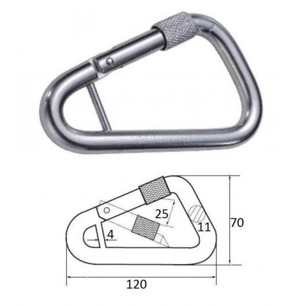 Гак-карабин треугольный с перемычкой 4 мм AISI 316 купить по выгодной цене 1 080 руб. в магазине 