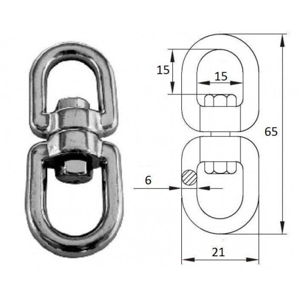 Вертлюг петля-петля 6мм купить по выгодной цене 348 руб. в магазине 