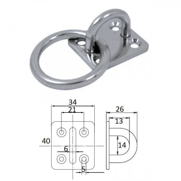 Планка квадратная с кольцом 6мм купить по выгодной цене 644 руб. в магазине 
