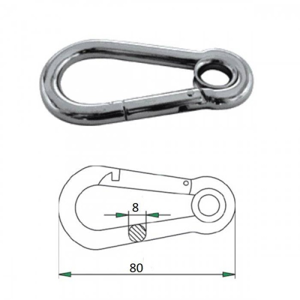 Гак-карабин с проушиной 8х80мм купить по выгодной цене 420 руб. в магазине 